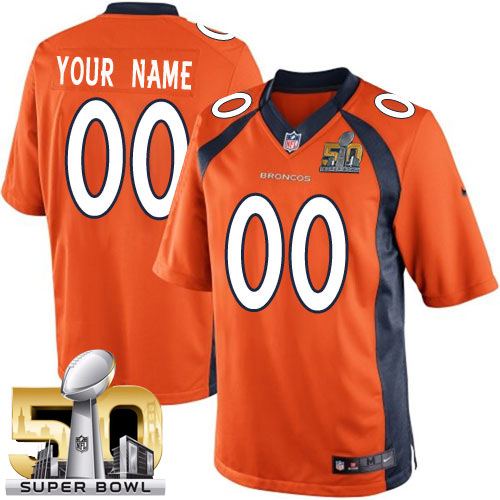 Youth Elite Super Bowl L Nike Jersey Orange Home - Customized NFL Denver Broncos